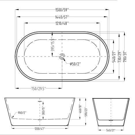 Baignoire autoportante monobloc Kodaen ALLURE