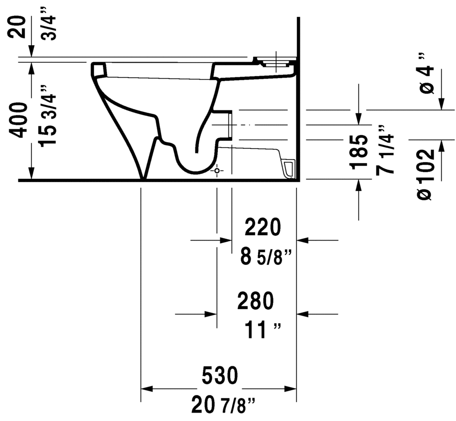 Duravit - DuraStyle Toilet Close-coupled Floor Standing Toilet Bowl (Without Tank) - 215609