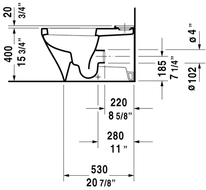 Duravit - DuraStyle Toilet Close-coupled Floor Standing Toilet Bowl (Without Tank) - 215609