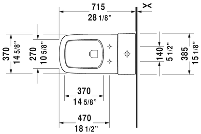 Duravit One-Piece Toilet With Seat, 1.32/0.92 GPF, With Dual Flush Piston Valve, Top Flush