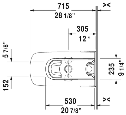 Duravit One-Piece Toilet With Seat, 1.32/0.92 GPF, With Dual Flush Piston Valve, Top Flush