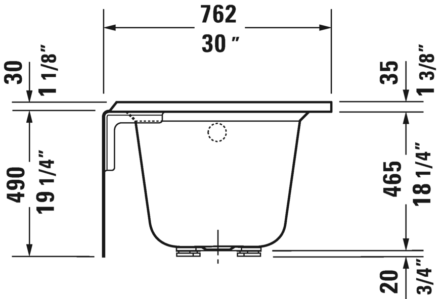 Duravit Bathtub With Tile Flange And Apron 60x30, LH, White (19 1/4")