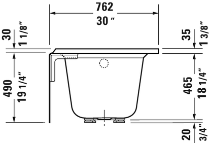 Duravit Bathtub With Tile Flange And Apron 60x30, LH, White (19 1/4")