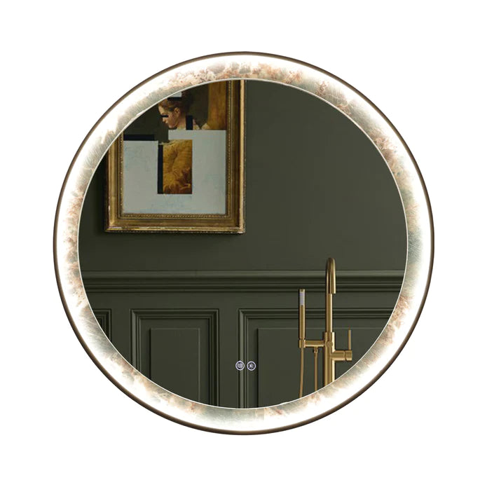 Kodaen Roundy Singtered Stone Miroir de courtoisie LED pour salle de bain (fond vert Amazon) LEDBMF624-GSLAB