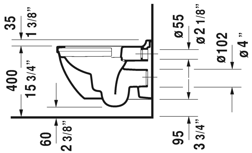 Duravit Starck 3 One-Piece Rimless Wall-Mount Toilet Dual-Flush 252709