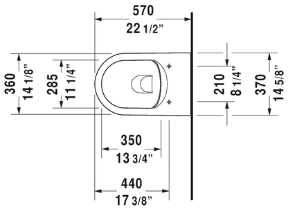 Duravit ME by Starck Rimless Wall-mounted Toilet 252909