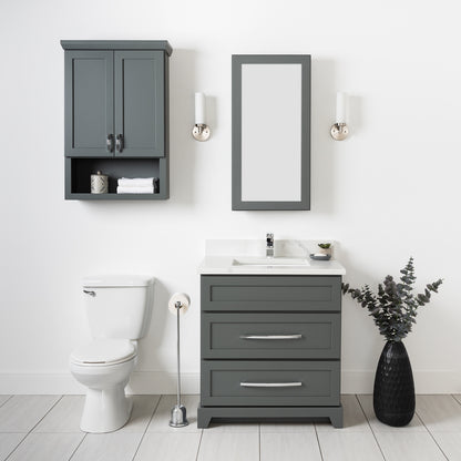 Stonewood Modern Shaker Moss Grey Premium Painted Freestanding Vanity with Countertop and Sink