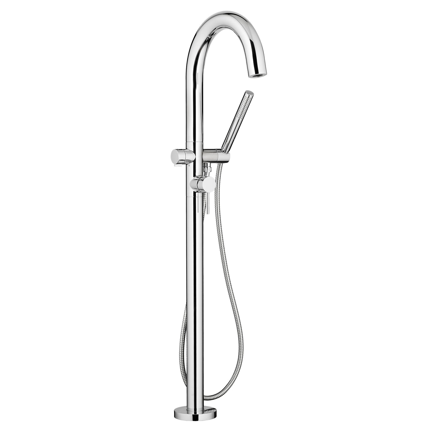 Robinet de baignoire autoportant rond contemporain American Standard avec douche personnelle pour valve brute Flash avec poignée à levier