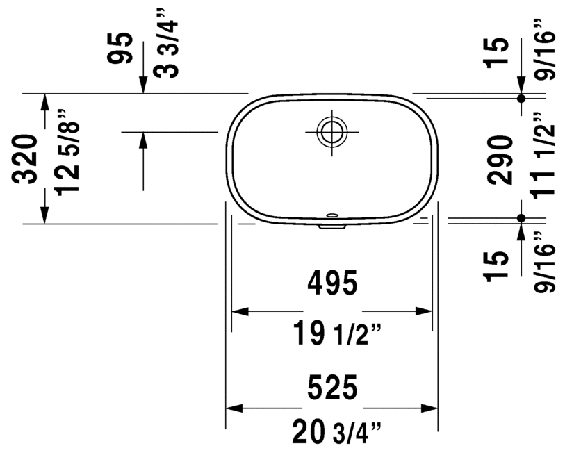 Duravit Under Counter Mounted Basin 19 1/2" x 11 3/8" White