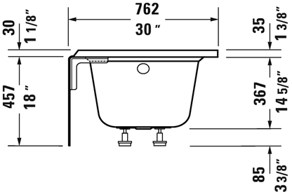 Duravit ADA Bathtub With Tile Flange And Apron 60x30, RH, White (18")