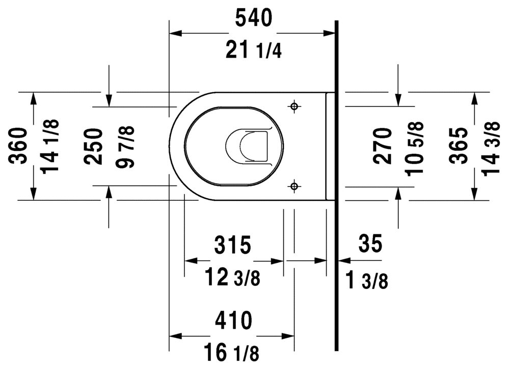 Duravit Starck 3 One-Piece Wall-Mount Toilet Dual-Flush 1.60GPF 222509