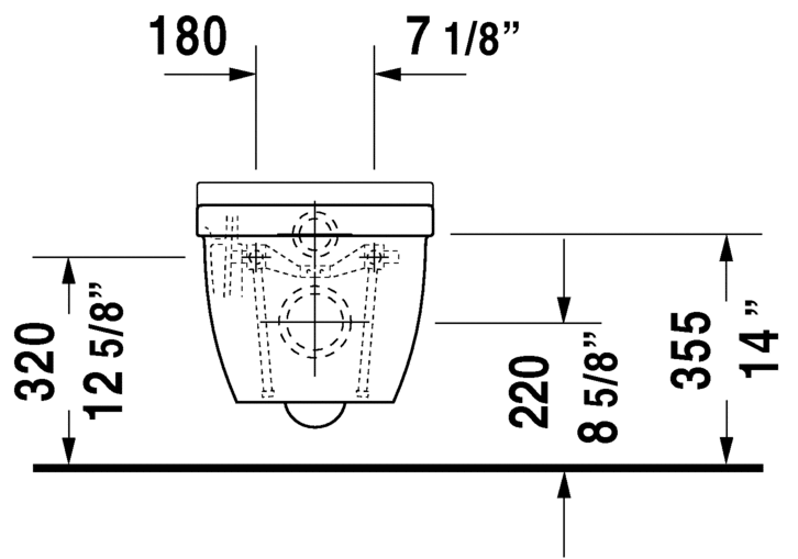 Duravit Starck 3 One-Piece Wall-Mount Toilet Dual-Flush 1.60GPF 222509