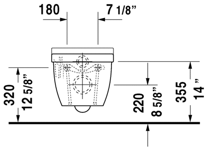 Duravit Starck 3 One-Piece Wall-Mount Toilet Dual-Flush 1.60GPF 222509