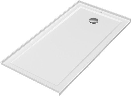 Base de douche Duravit profil bas 60"x30", bride intégrée droite, blanc