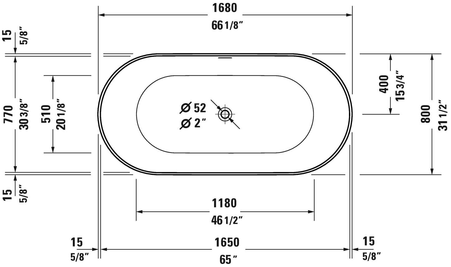 Duravit Freestanding Bathub 66 1/8" x 31 1/2" White