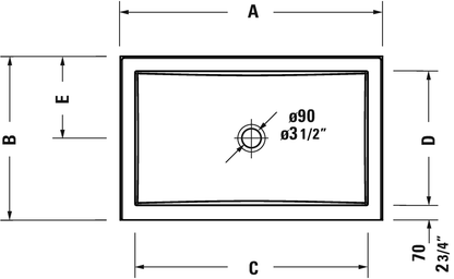 Base de douche Duravit profil bas 36"x36", bride intégrée, blanc