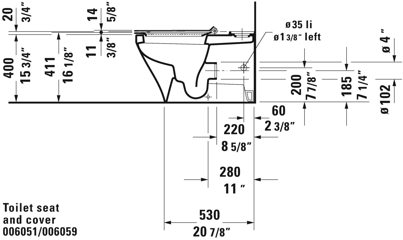 Duravit - DuraStyle Toilet Close-coupled Floor Standing Toilet Bowl (Without Tank) - 215609