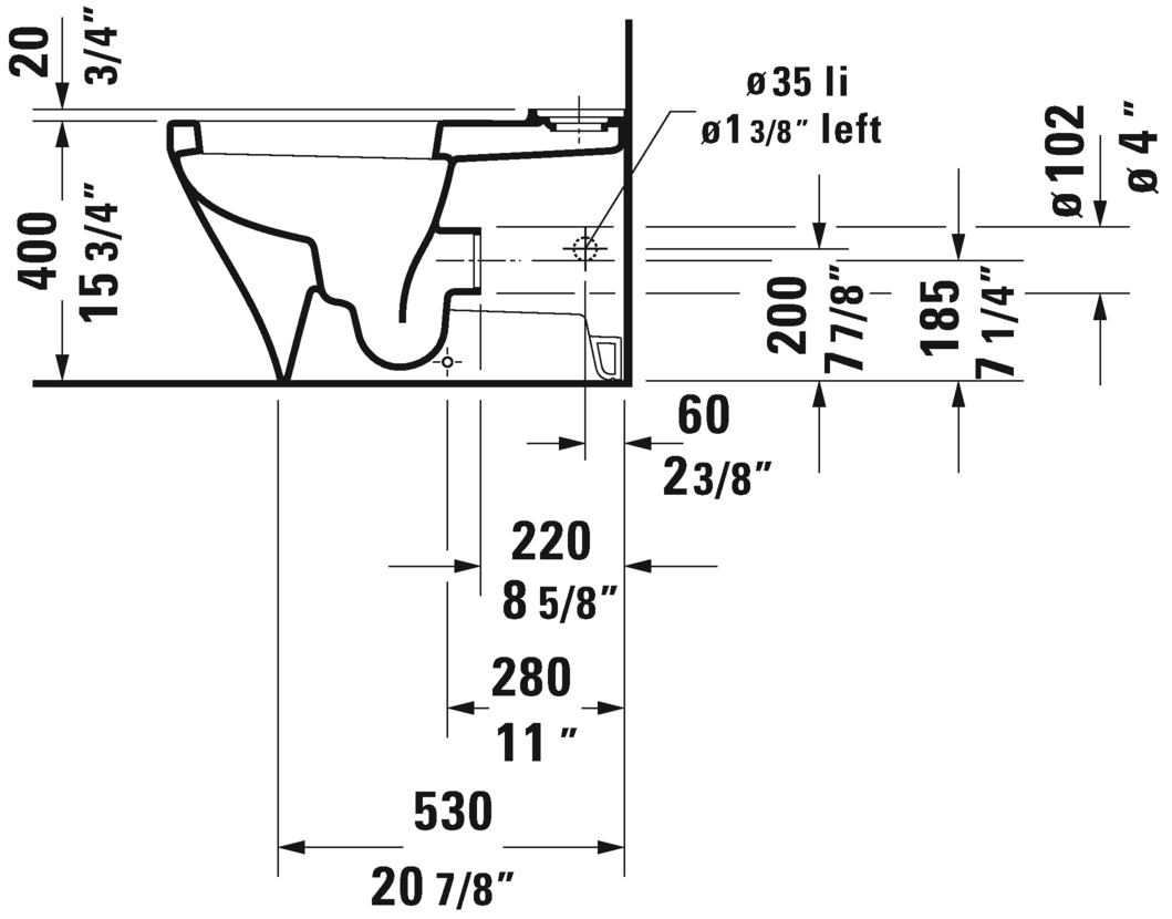 Duravit - DuraStyle Toilet Close-coupled Floor Standing Toilet Bowl (Without Tank) - 215609