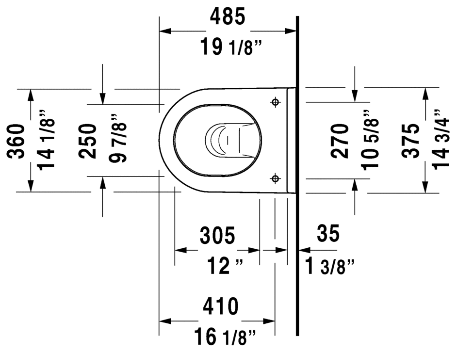 Duravit Starck 3 One-Piece Wall-Mount Toilet Dual-Flush 1.60GPF 222709