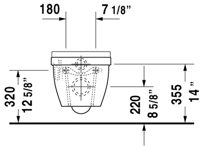 Duravit Starck 3 One-Piece Wall-Mount Toilet Dual-Flush 1.60GPF 222709