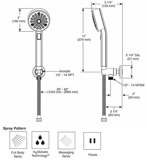 Brizo H2Okinetic® Multi-Function Wall Mount Handshower (LEVOIR)