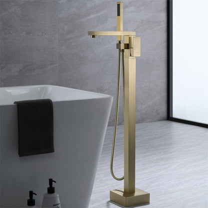 Kube Bath Aqua Squadra Floor Mounted Soaker Bathtub Faucet - AFT001 - Renoz