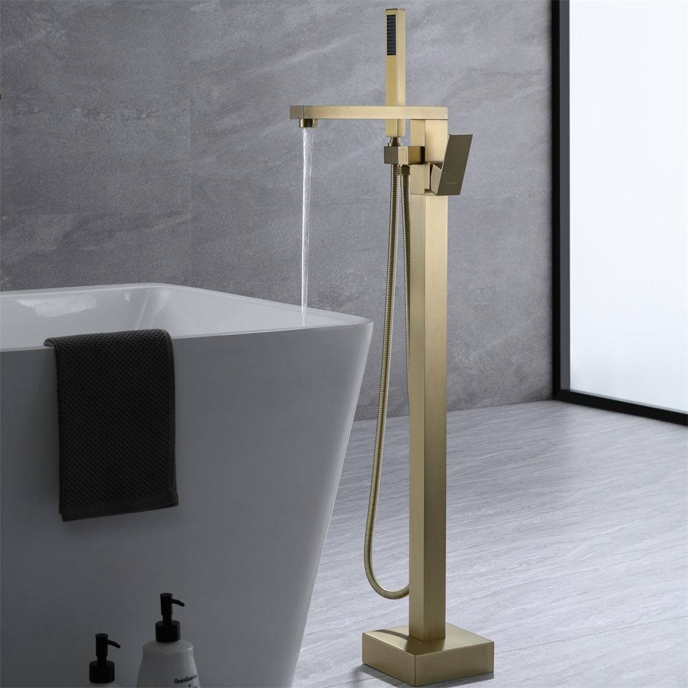 Kube Bath Aqua Squadra Floor Mounted Soaker Bathtub Faucet - AFT001 - Renoz