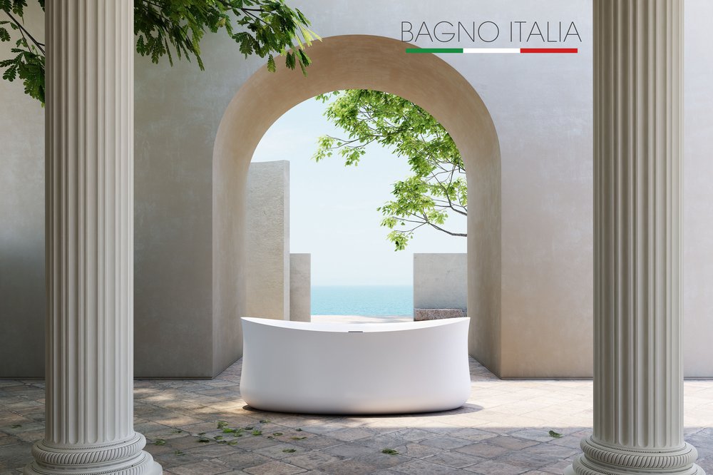 Bagno Italia Ark 71” L x 32” W x 27” H One Piece Freestanding Bathtub AK808180