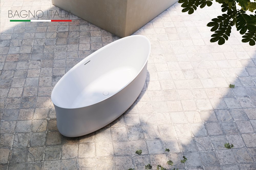 Bagno Italia Ark 71” L x 32” W x 27” H One Piece Freestanding Bathtub AK808180