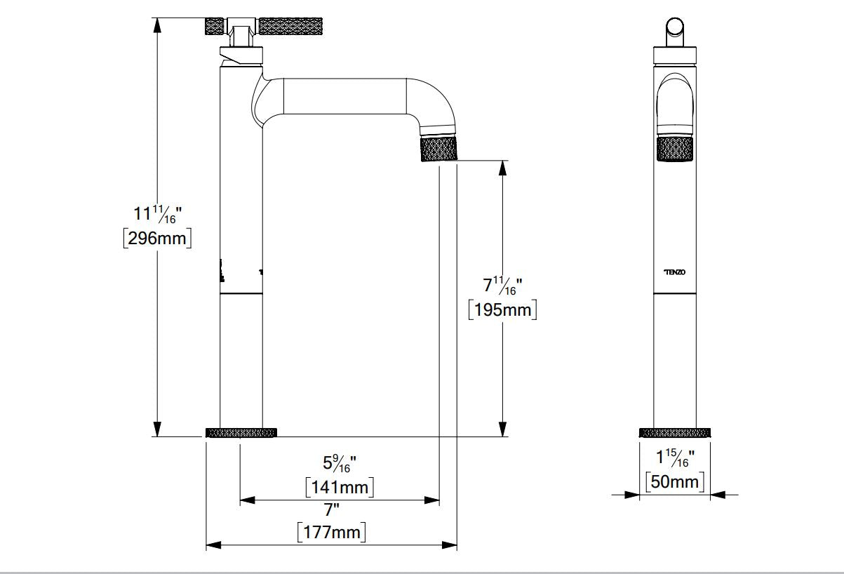 Robinet de lavabo monotrou haut 11H Tenzo BELLACIO -C avec drain