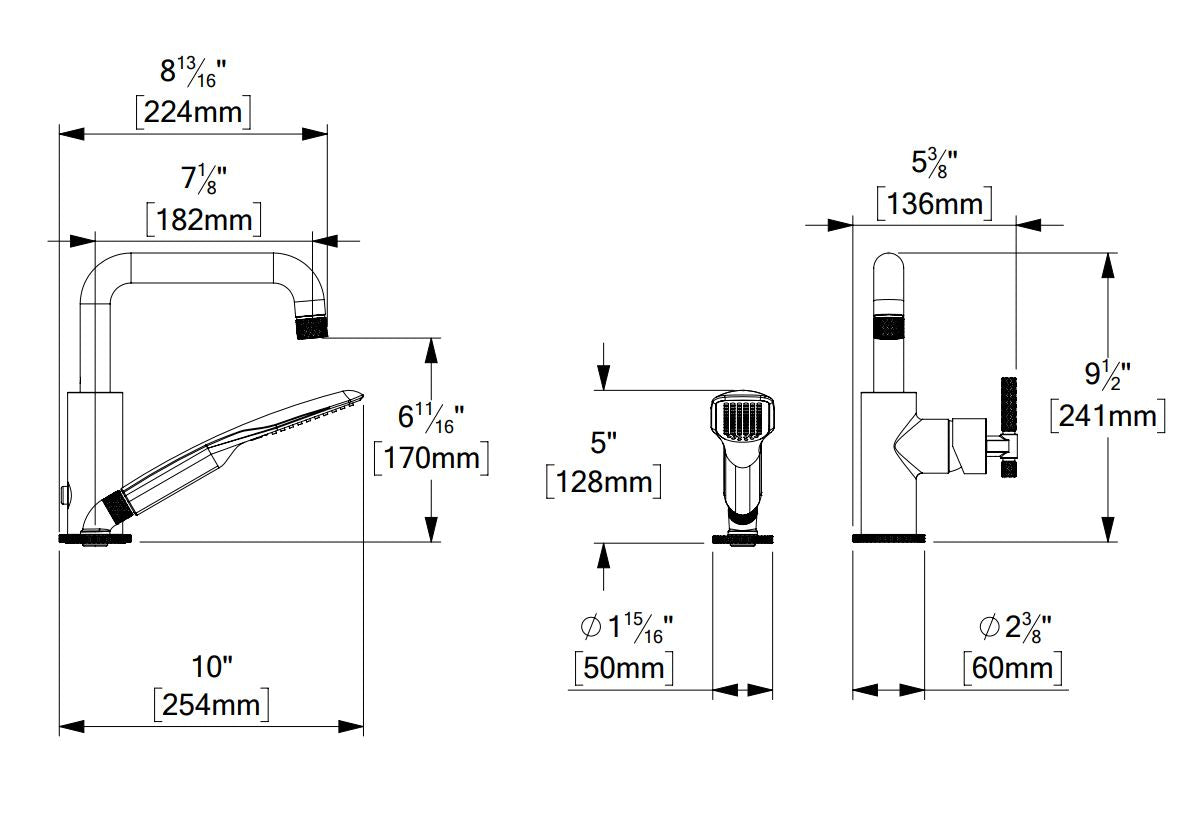 Tenzo BELLACIO-C 2 Piece Deck Mount Tub Filler