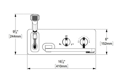 Tenzo BELLACIO-F 74 Wall Mount Tub Filler With Retractable Hose And Swivle Spot