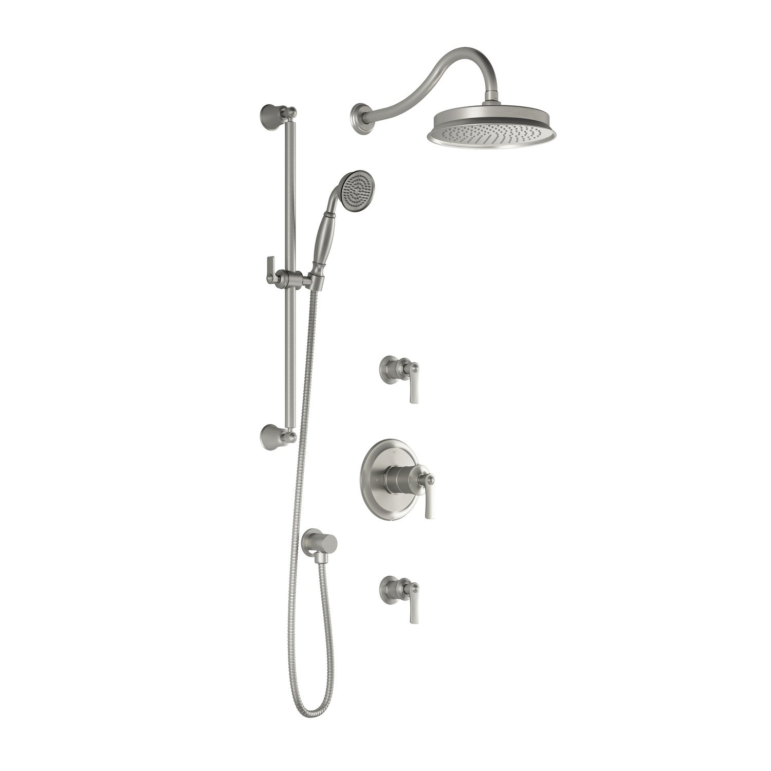 Kalia RUSTIK T2 AQUATONIK T/P Shower System with 9" Round Shower Head and Hand Shower and Wall Arm (BF1488) - Renoz