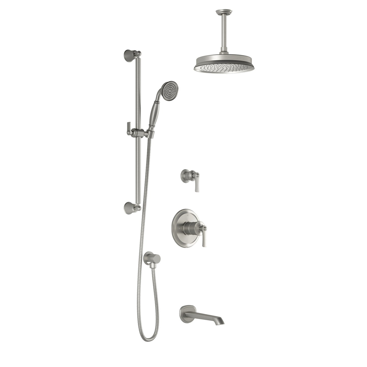 Kalia RUSTIK TD3 AQUATONIK T/P Shower System with Vertical Ceiling Arm - Renoz