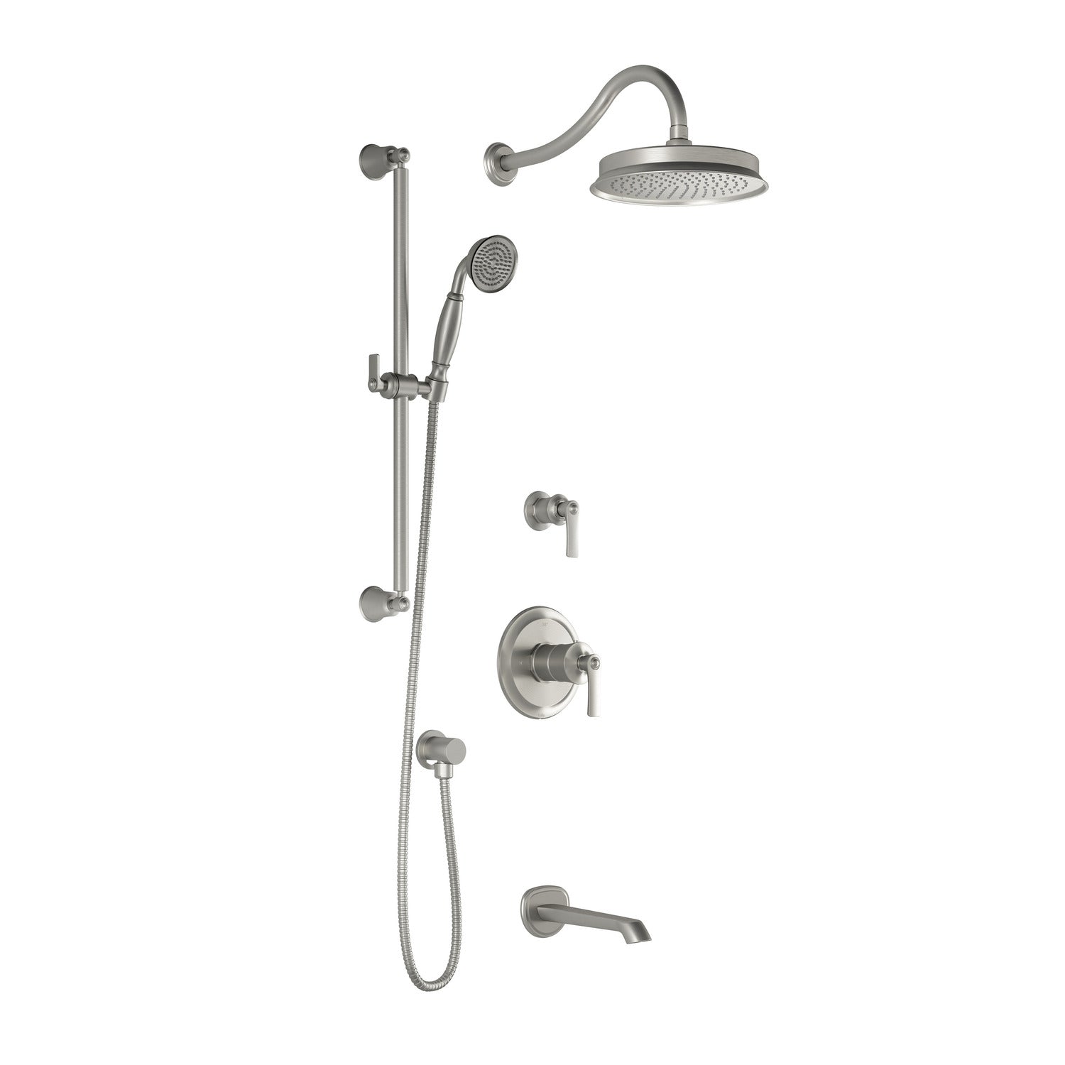 Kalia Rustik TD3 : Aquatonik T/P Shower System With 9" Shower Head, Hand Shower Tub Filler and Wall Arm (BF1617) - Renoz