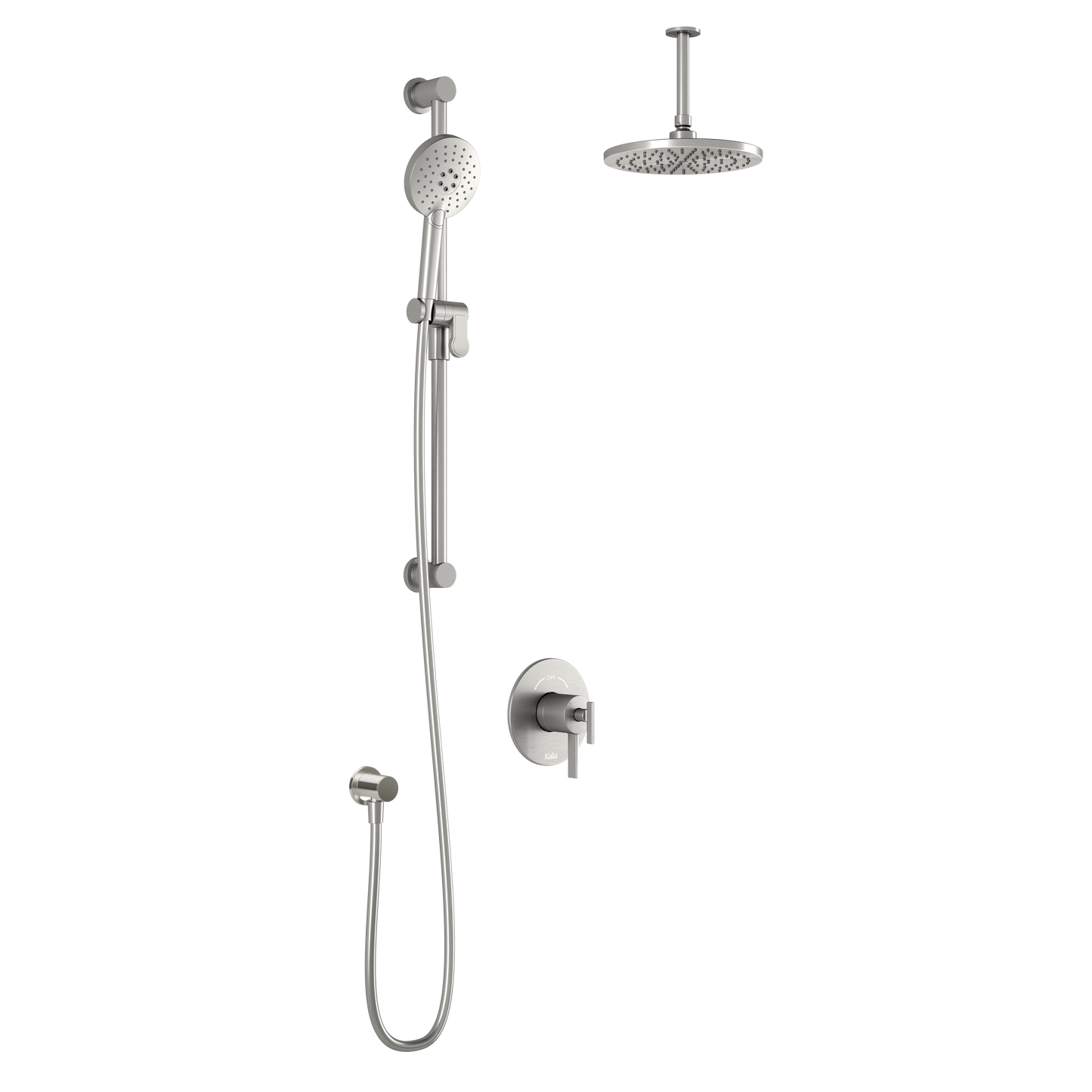 Kalia RoundOne TCD1 AQUATONIK T/P Coaxial Shower System with Vertical Ceiling Arm (BF1636-XX-001) - Renoz