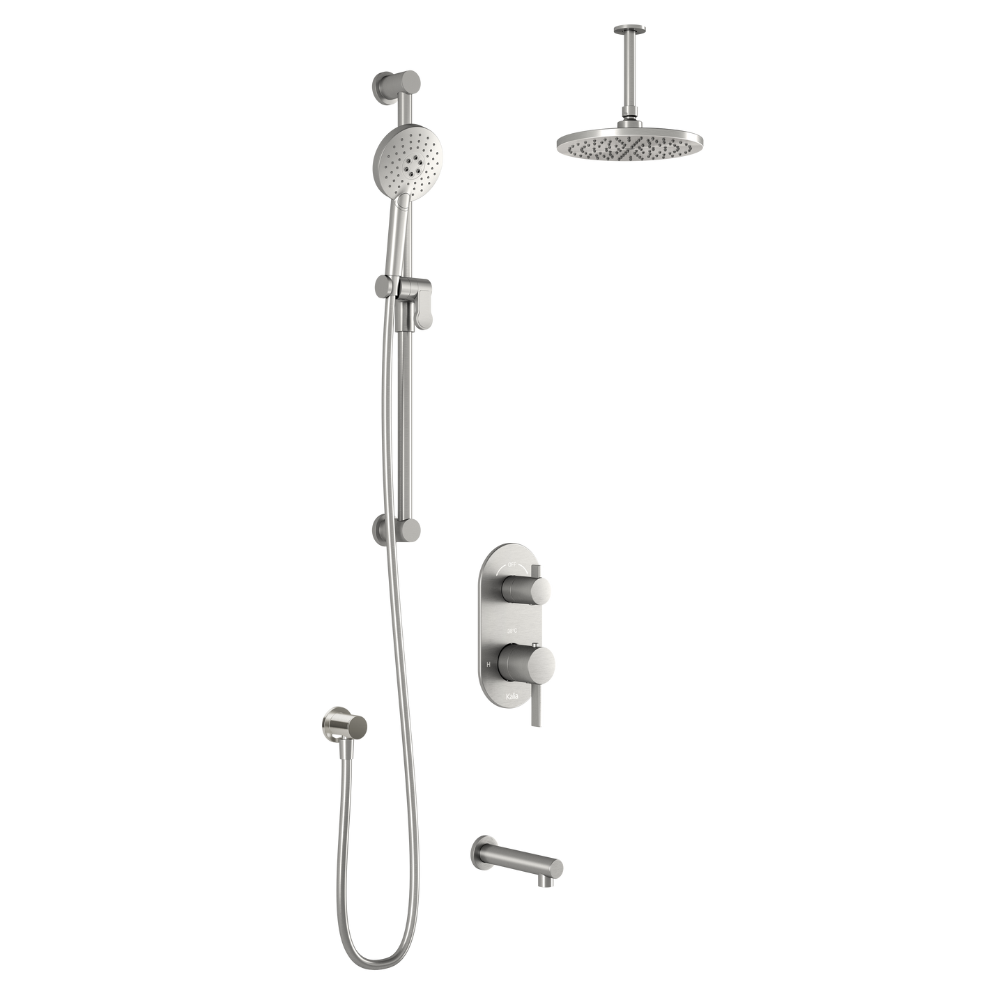 Kalia RoundOne TD3 (Valve Not Included) AQUATONIK T/P with Diverter Shower System with Vertical Ceiling Arm - Renoz