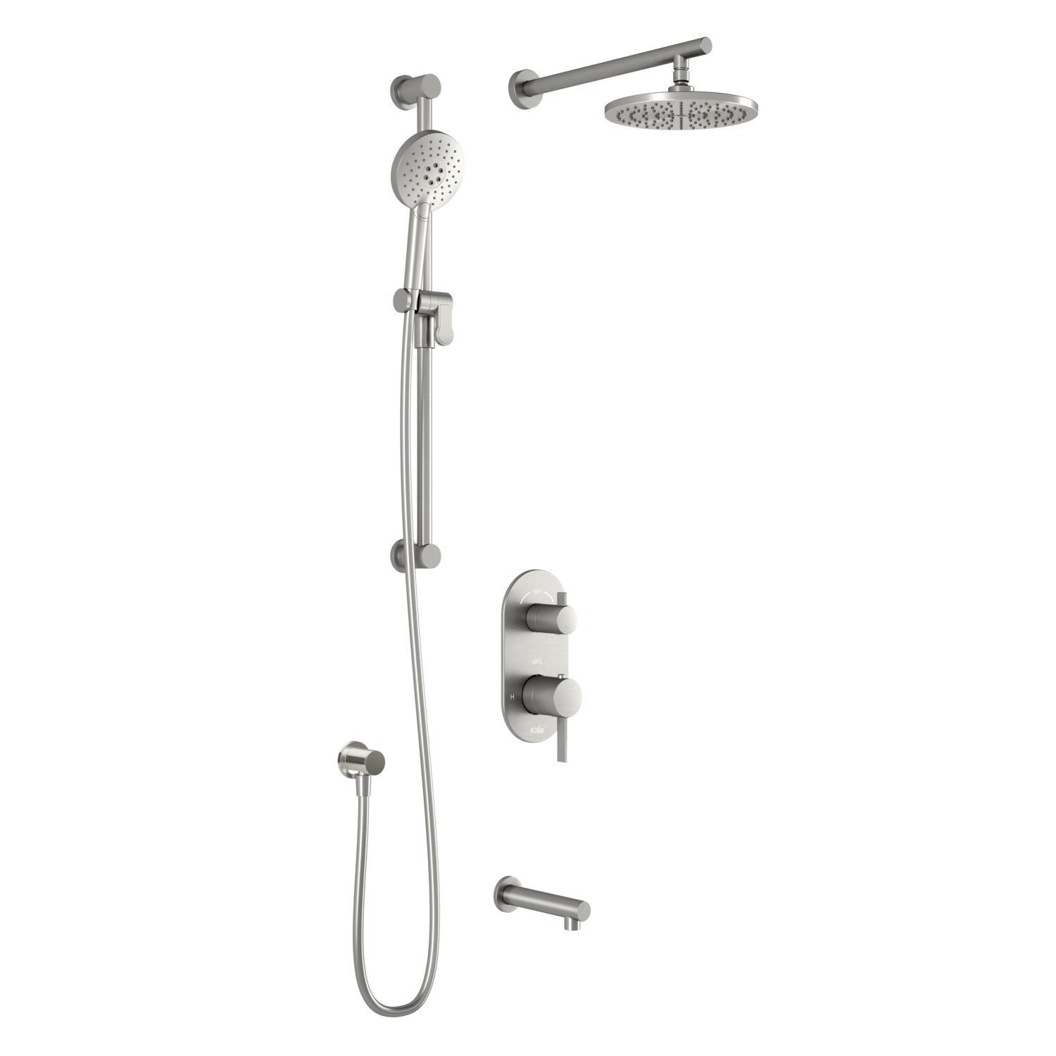 Kalia RoundOne TD3 : AQUATONIK T/P with Diverter Shower System with 9" Round Shower Head with Wall Arm (BF1642) - Renoz