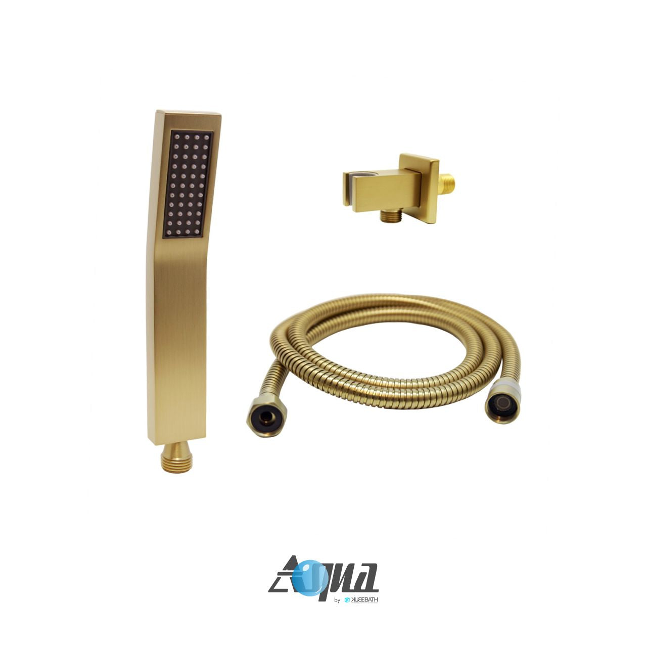 Kube Bath Aqua Piazza Shower Set With 12" Square Rain Shower, Handheld and Tub Filler - Brushed Gold