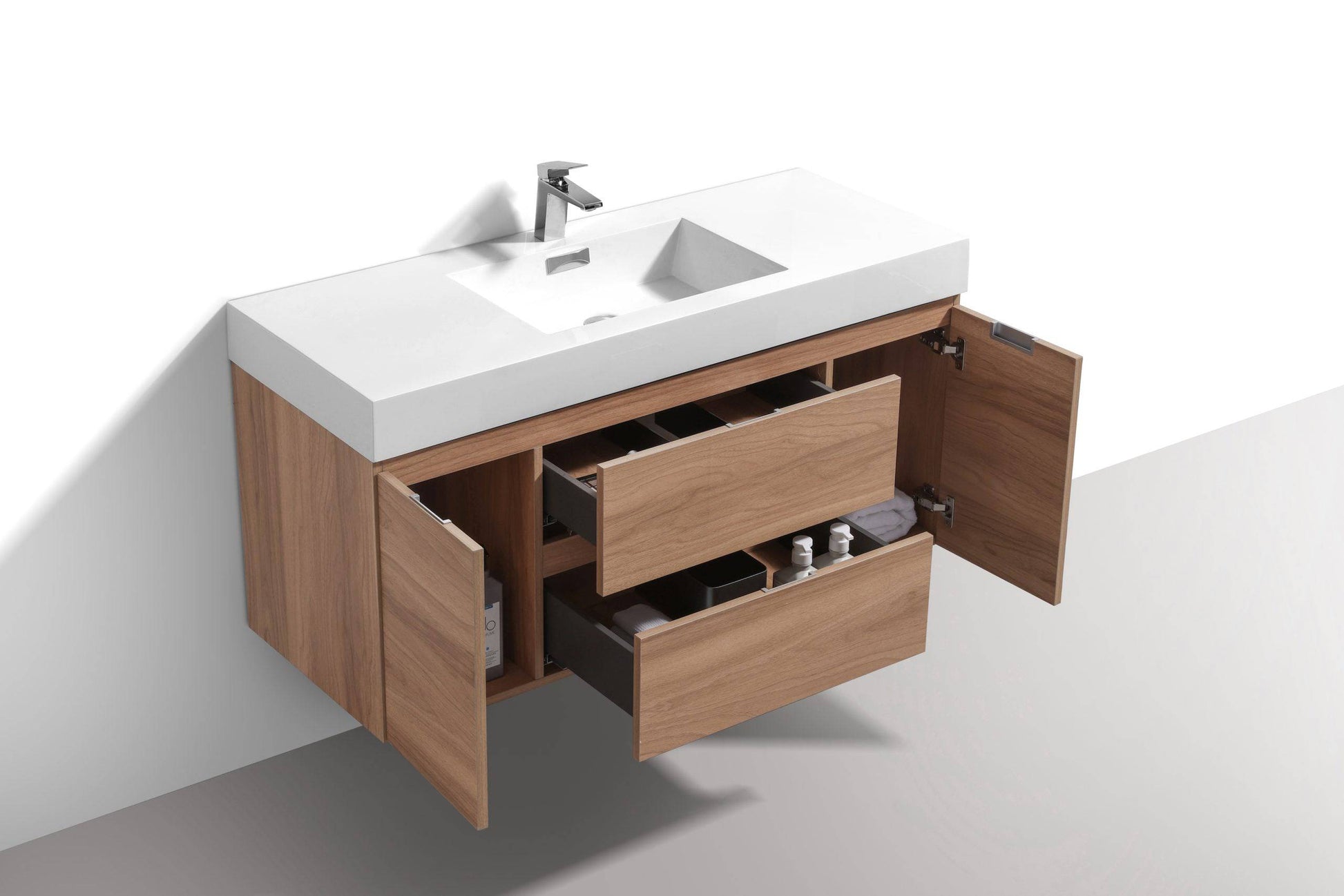 Kube Bath Bliss 48" Wall Mount / Wall Hung Modern Bathroom Vanity With 2 Drawers And 2 Doors Acrylic Countertop - Renoz