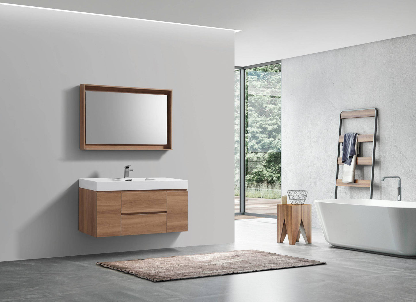 Kube Bath Bliss 48" Wall Mount / Wall Hung Modern Bathroom Vanity With 2 Drawers And 2 Doors Acrylic Countertop - Renoz