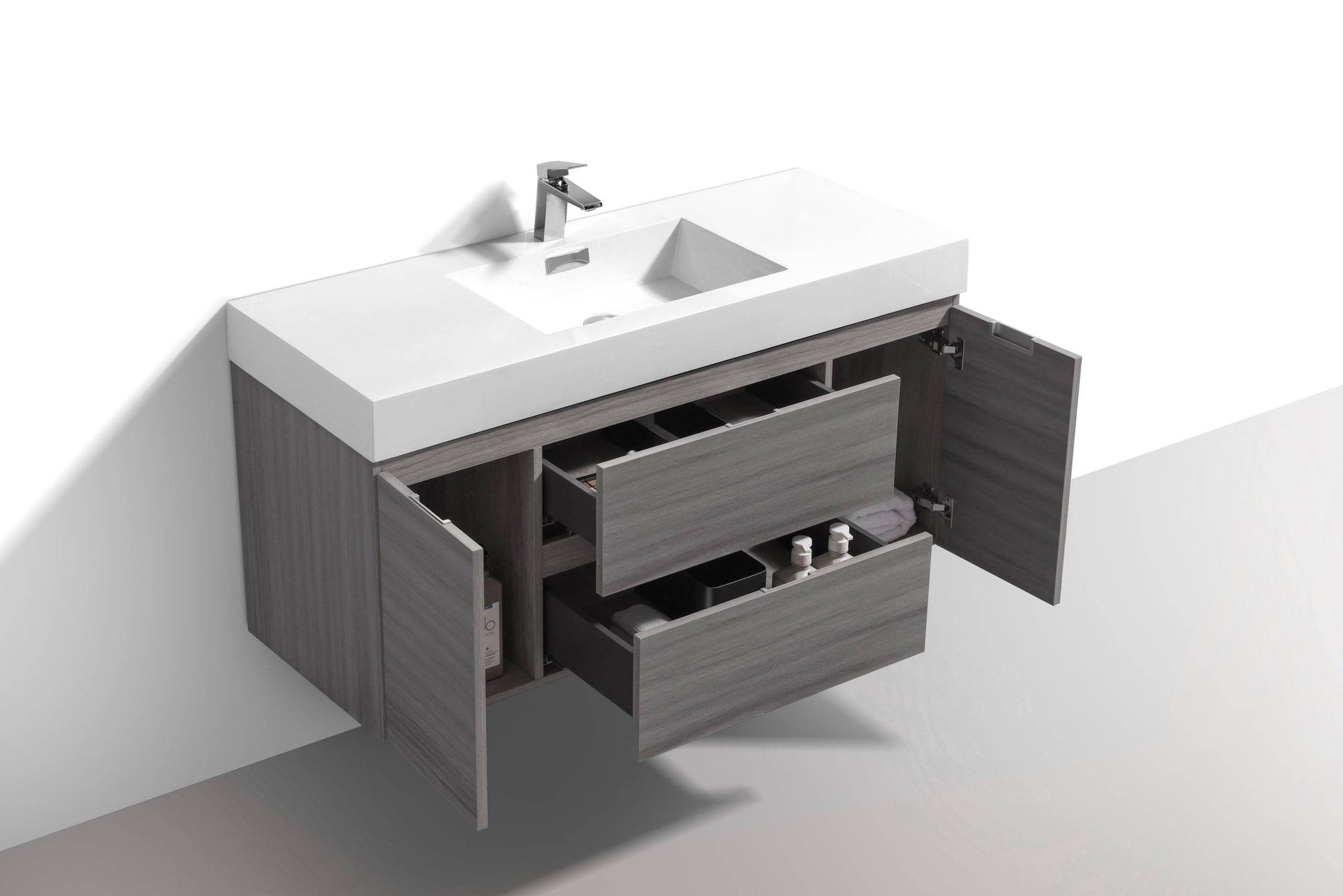 Kube Bath Bliss 48" Wall Mount / Wall Hung Modern Bathroom Vanity With 2 Drawers And 2 Doors Acrylic Countertop - Renoz