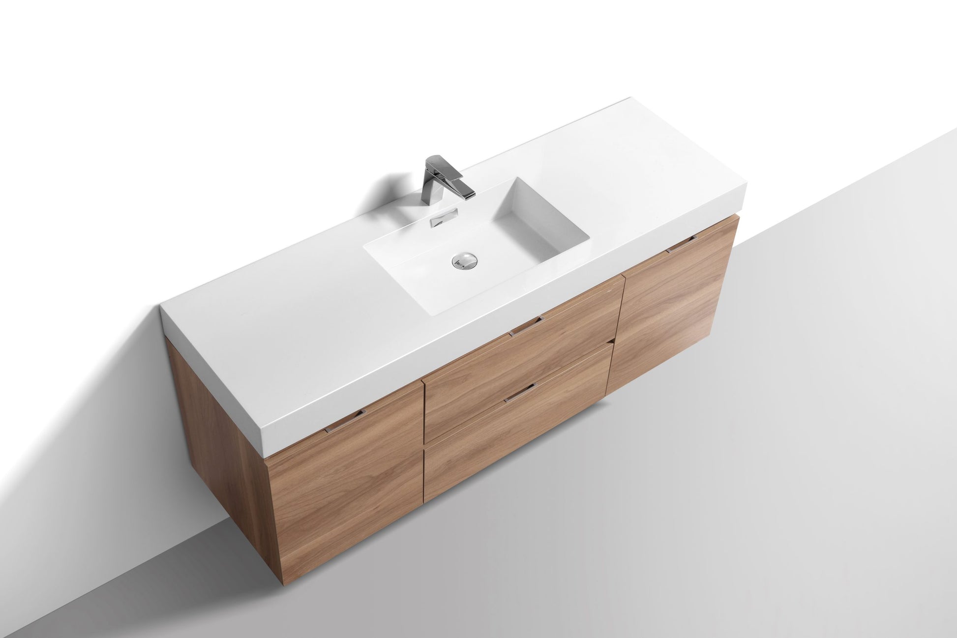 Kube Bath Bliss 60" Wall Mount / Wall Hung Modern Single Sink Bathroom Vanity With 2 Drawers And 2 Doors Acrylic Countertop - Renoz