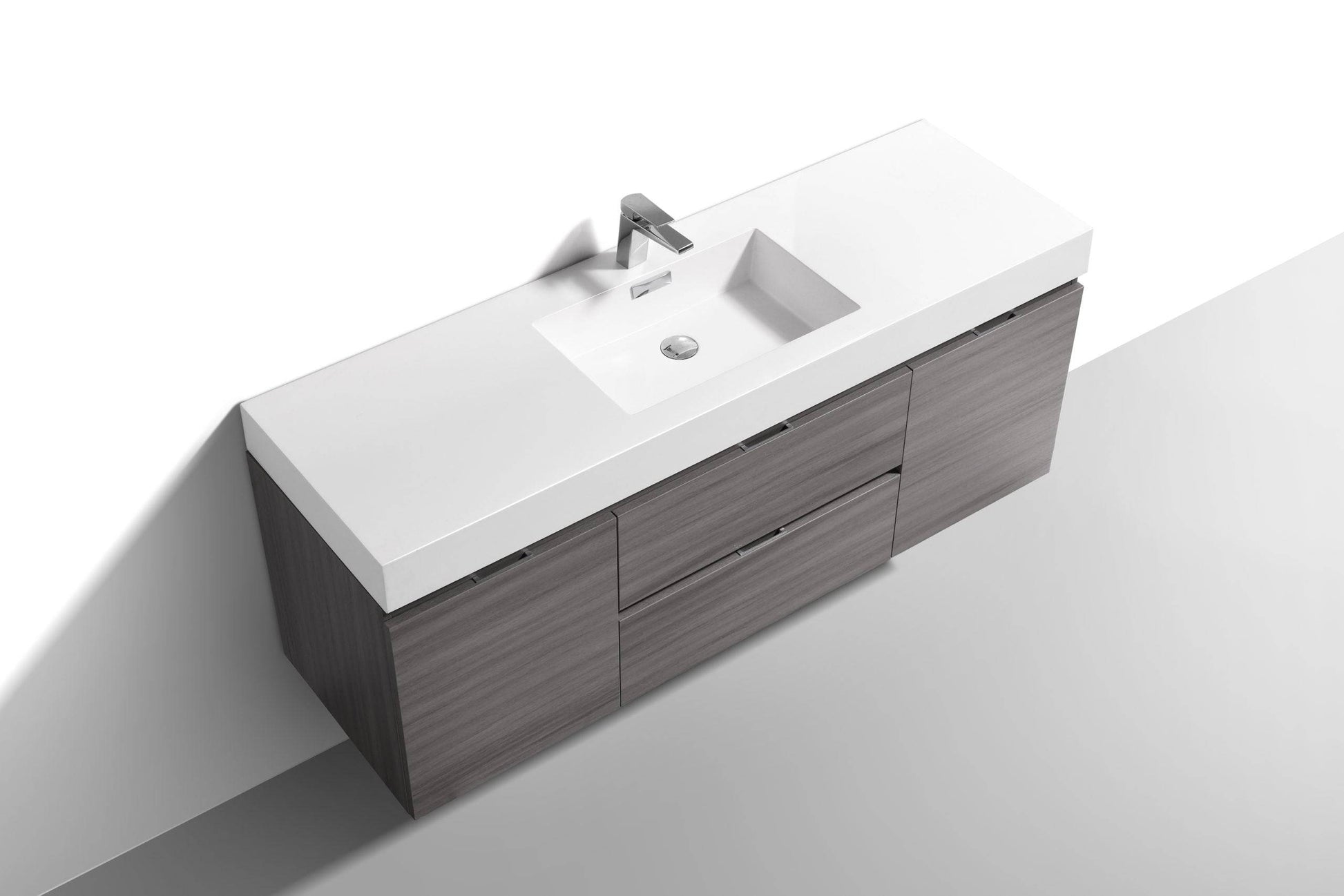 Kube Bath Bliss 60" Wall Mount / Wall Hung Modern Single Sink Bathroom Vanity With 2 Drawers And 2 Doors Acrylic Countertop - Renoz