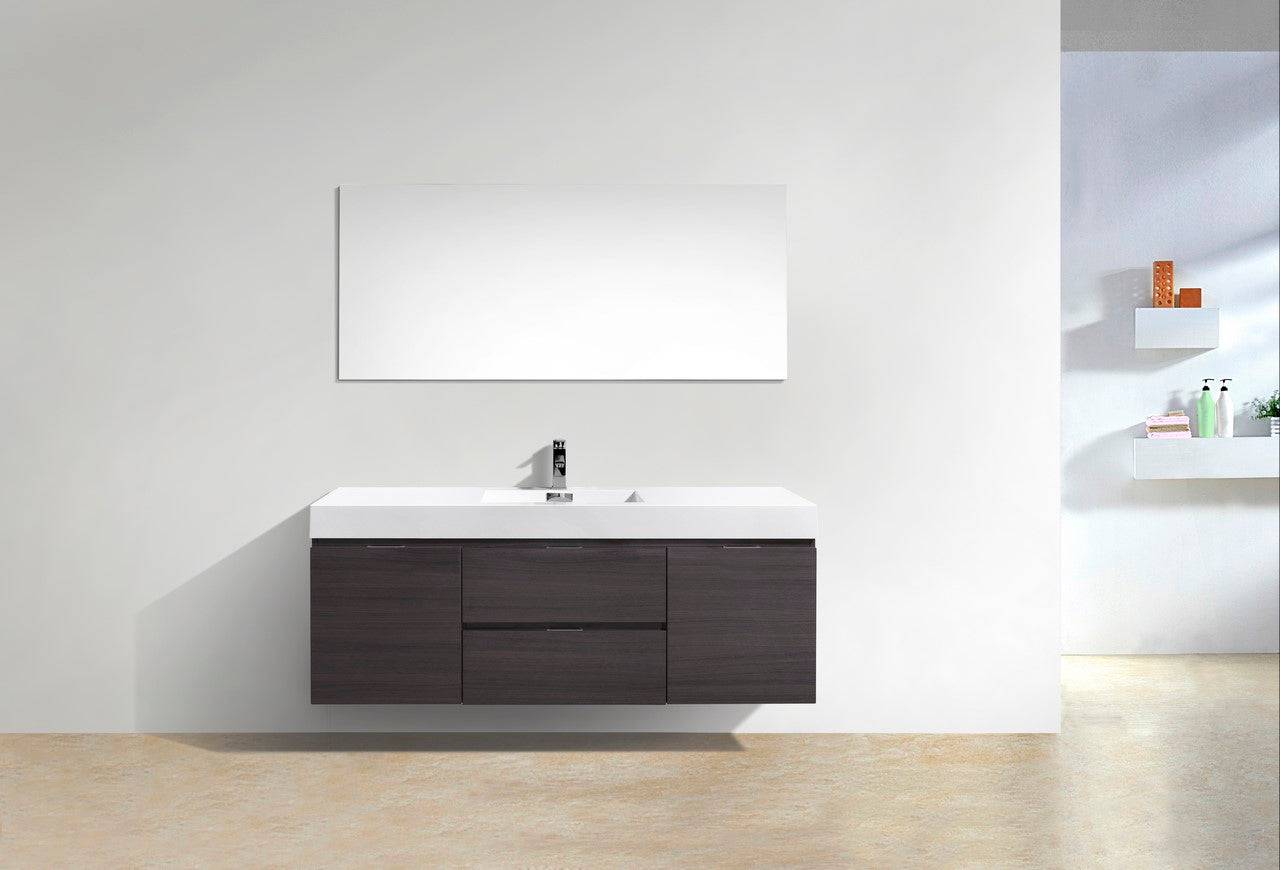 Kube Bath Bliss 60" Wall Mount / Wall Hung Modern Single Sink Bathroom Vanity With 2 Drawers And 2 Doors Acrylic Countertop - Renoz