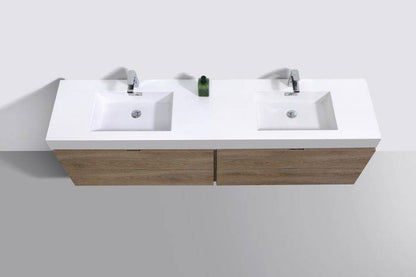 Kube Bath Bliss 80" Wall Mount / Wall Hung Modern Double Sink Bathroom Vanity With 4 Drawers Acrylic Countertop - Renoz