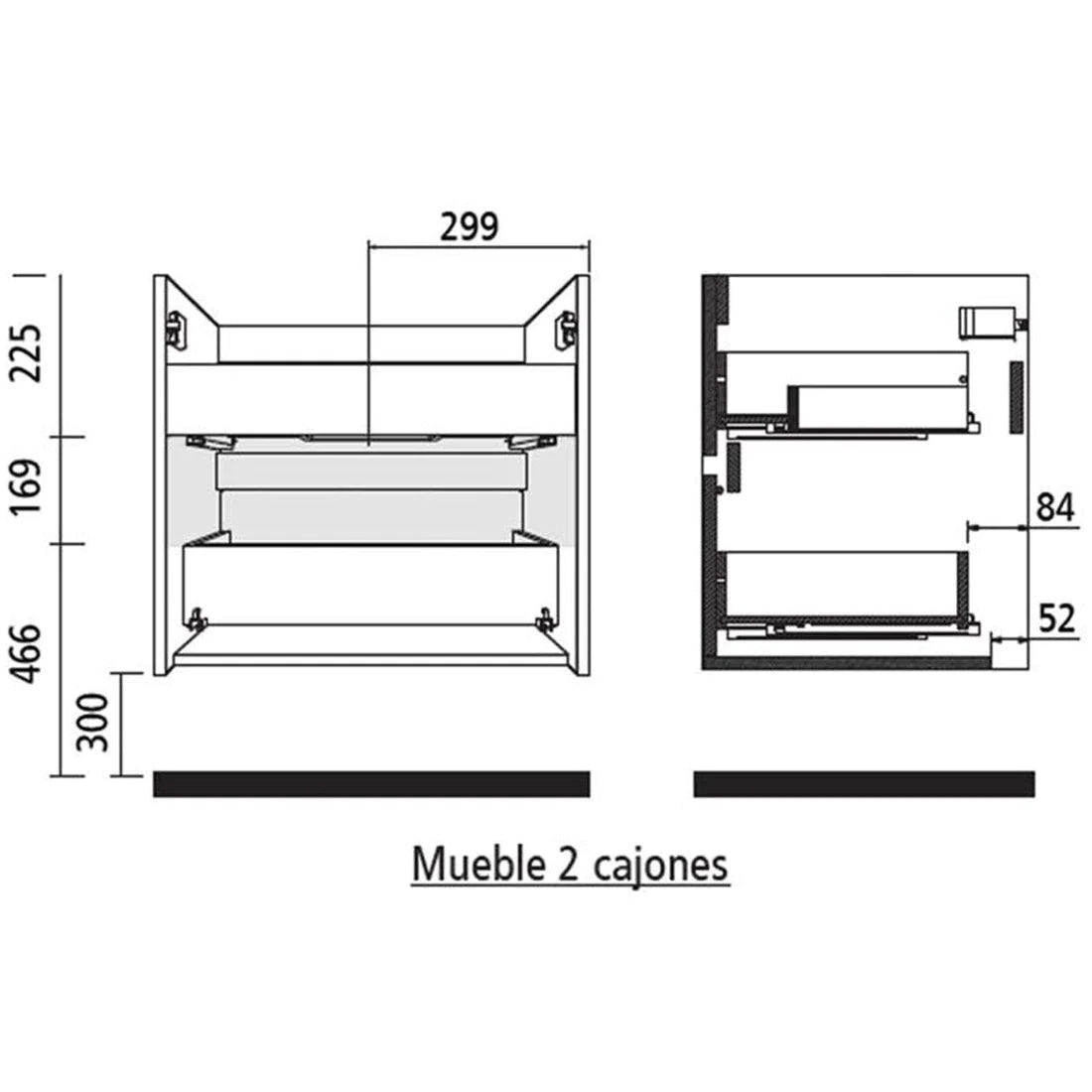 PierDeco Design Vanité Noja 32 pouces (2 tiroirs)