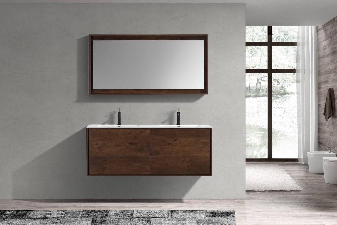 Kube Bath De Lusso 60" Wall Mount / Wall Hung Modern Double Sink Bathroom Vanity With 4 Drawers Acrylic Countertop - Renoz