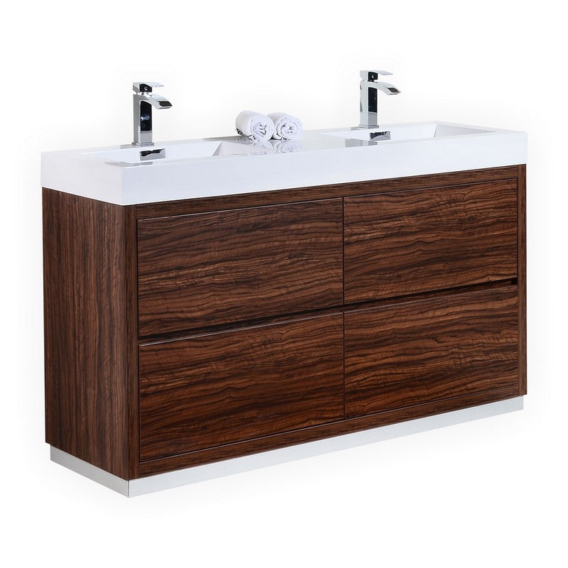 Kube Bath Bliss 60" Floor Mount Free Standing Double Sink Bathroom Vanity With 6 Drawers Acrylic Countertop - Renoz