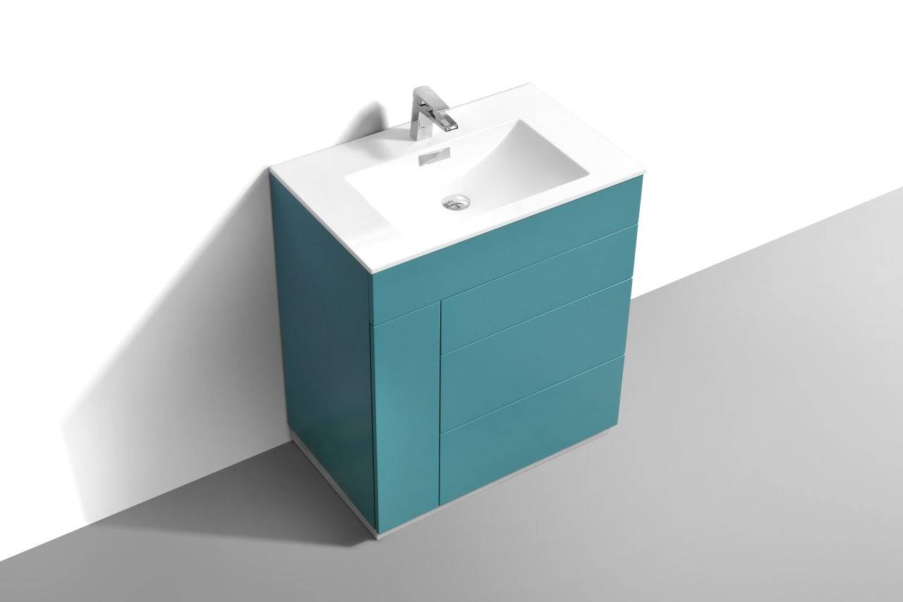 Kube Bath Milano 30" Single Sink Floor Mount Modern Bathroom Vanity - Renoz